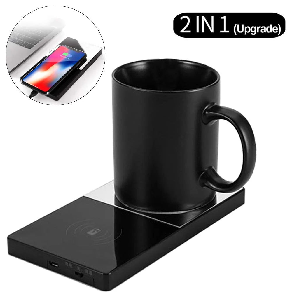 2-in-1 Mug Warmer & Wireless Charger – Stay Warm, Stay Powered