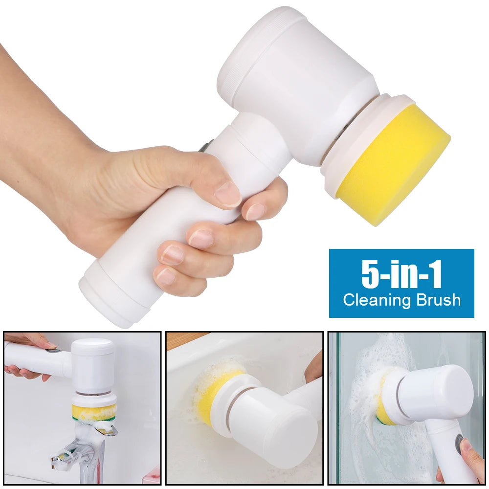 5-in-1 Electric Cleaning Brush – Effortless Multi-Purpose Deep Clean