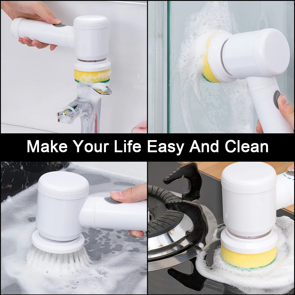 5-in-1 Electric Cleaning Brush – Effortless Multi-Purpose Deep Clean