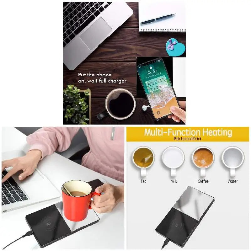 2-in-1 Mug Warmer & Wireless Charger – Stay Warm, Stay Powered